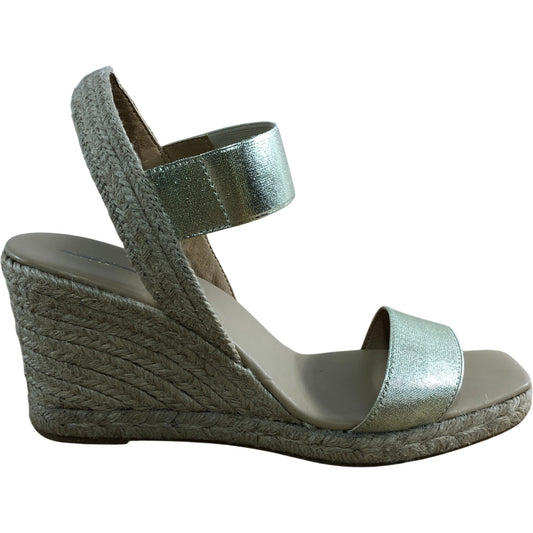 Espadrille Wedge Sandals UK8 Women's Gold Metallic Casual Footwear