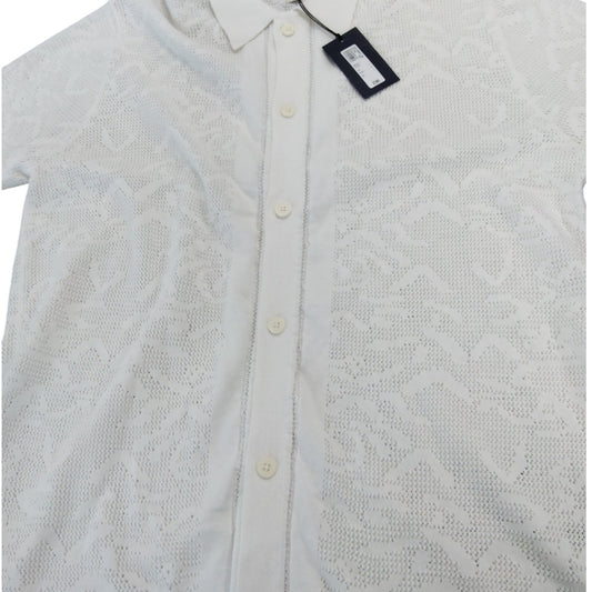 River Island Women's White Smart Cardigan Size L Collared Knit Textured