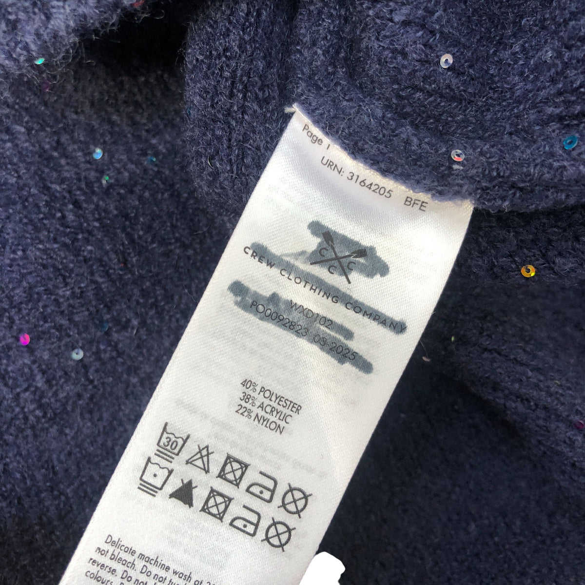 Crew Clothing Company Navy Sparkle Crew Neck Sweater Size 8