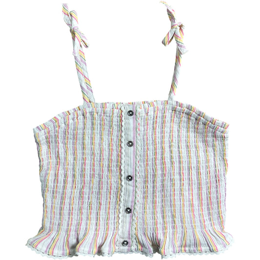 River Island Girls Crop Top UK11-12 YRS Cotton Striped Vest Summer Sleeveless