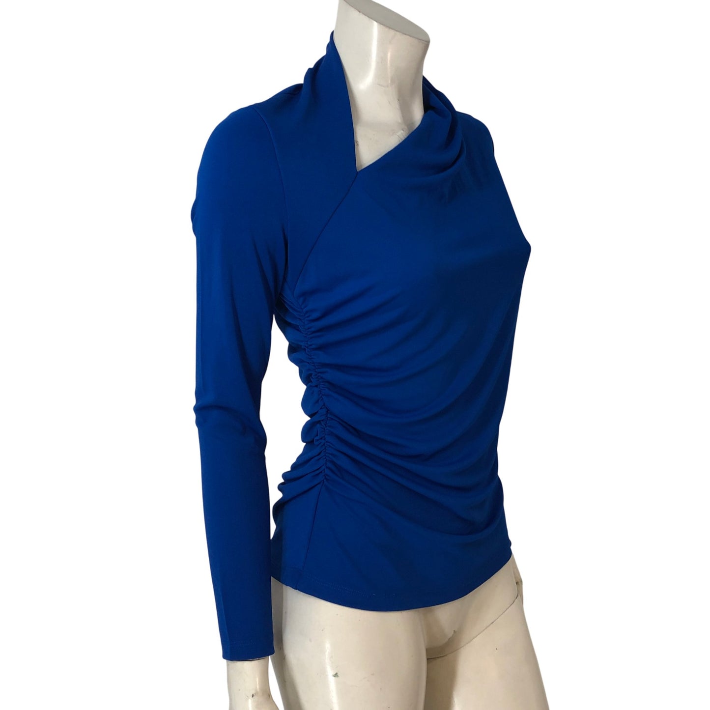 Branded Women's Long Sleeve Top UK Size 10 Blue Draped Design Casual Wear
