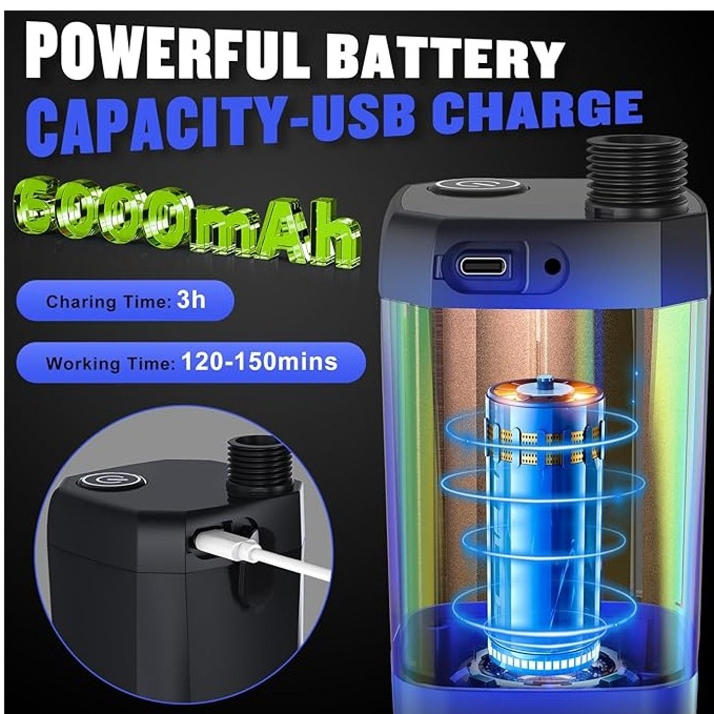 Portable Shower Rechargeable Black With Digital Display Adjustable Water Modes