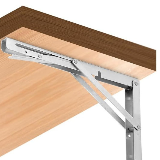 Folding Shelf Brackets 12" Silver Heavy Duty 150kg Load Capacity 2 Pack