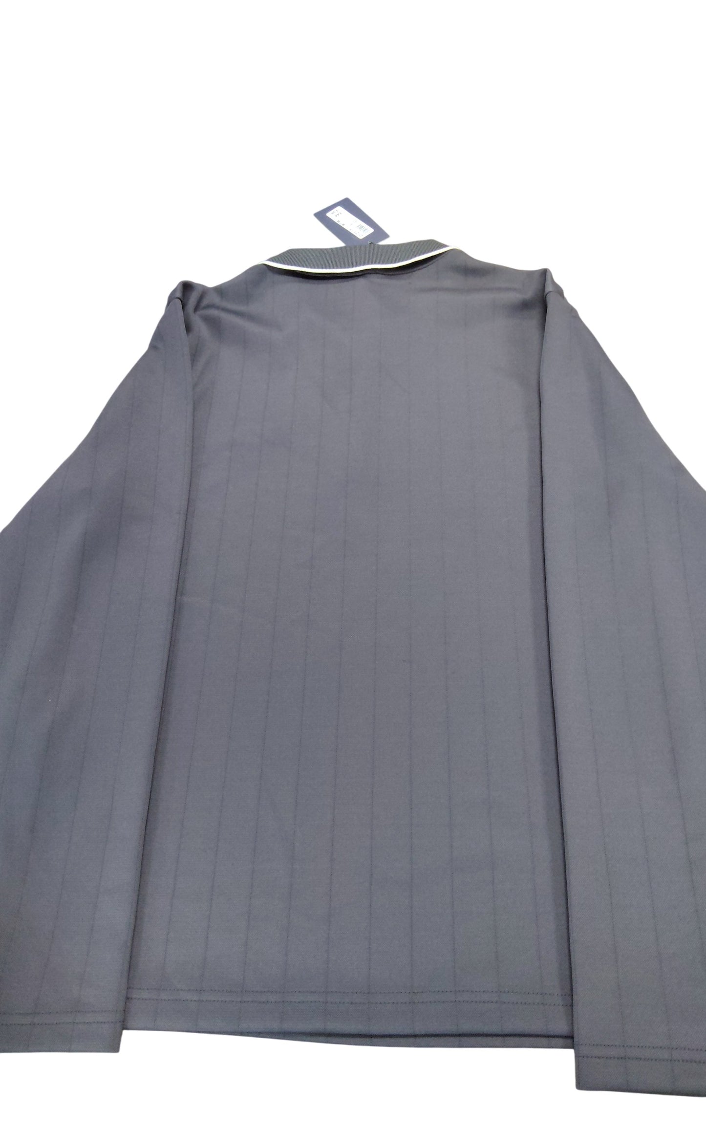 River Island Mens Zip Polo Shirt M Grey Dark Stylish Long Sleeve