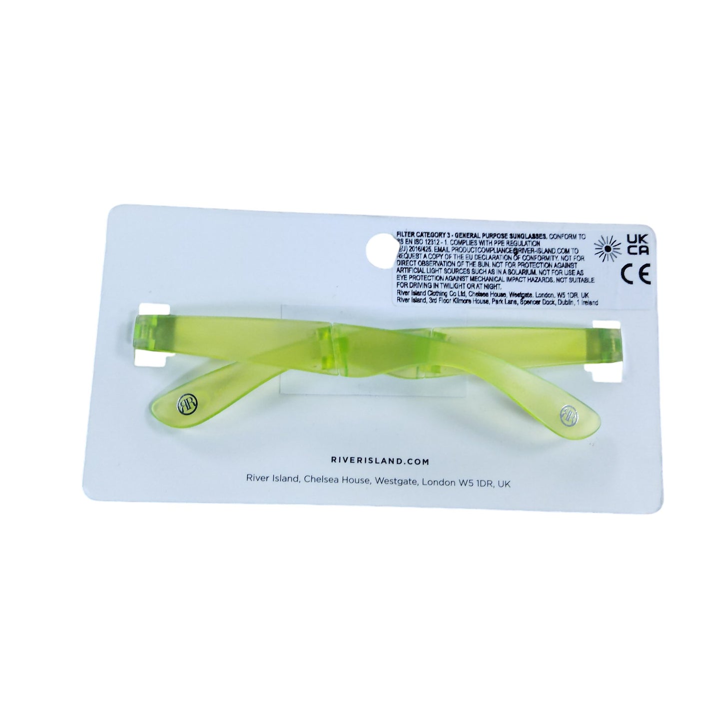 River Island Foldable Sunglasses Neon Green UV Protection Unisex Summer Access