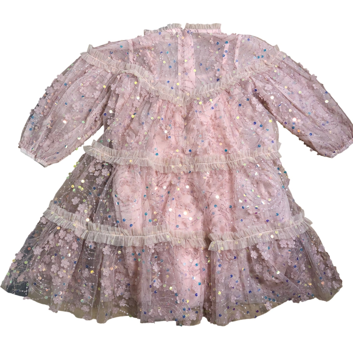 Angel & Rocket Girls Dress Size 6-7 Years Pink Sequined Floral Occasion Wear