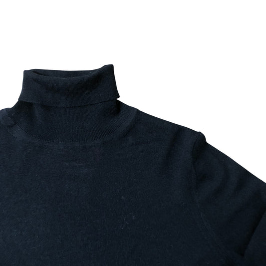 Women's Black Merino Wool Turtle Neck Sweater Size 12 Long Sleeve