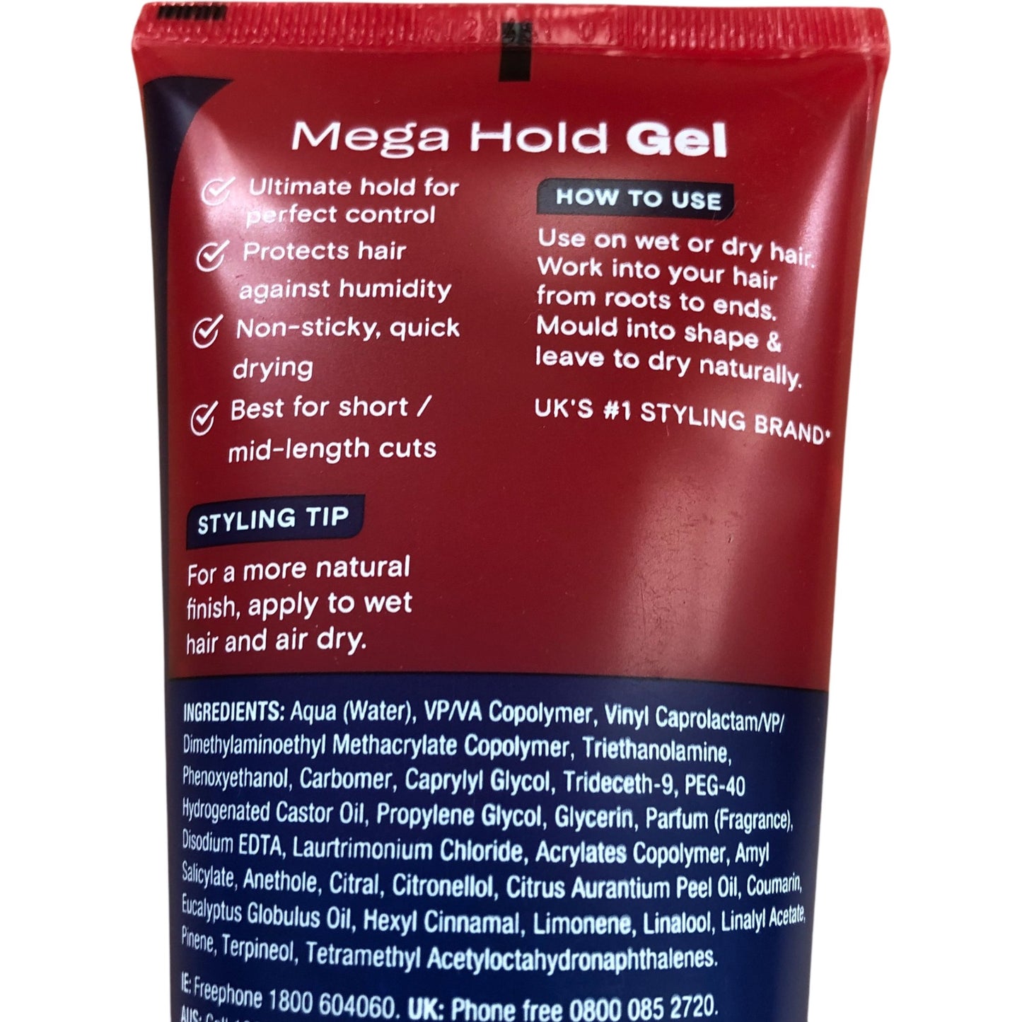 VO5 Mega Hold Gel 200ml 198g For All Hair Natural Shine Hold 5