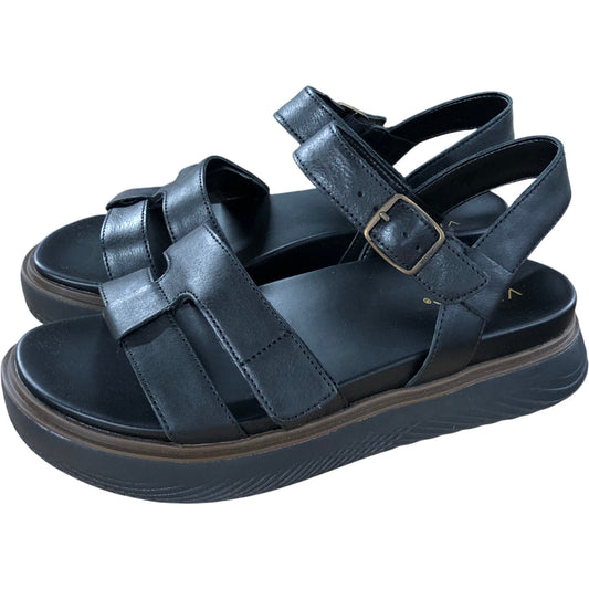 Vionic Solana Sandals UK8 Women's Black Platform Strappy Comfort Shoes