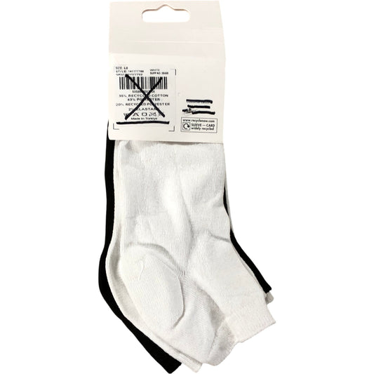 Ladies Socks 5 Pairs Size 4-8 Women's Recycled Cotton Blend Black White