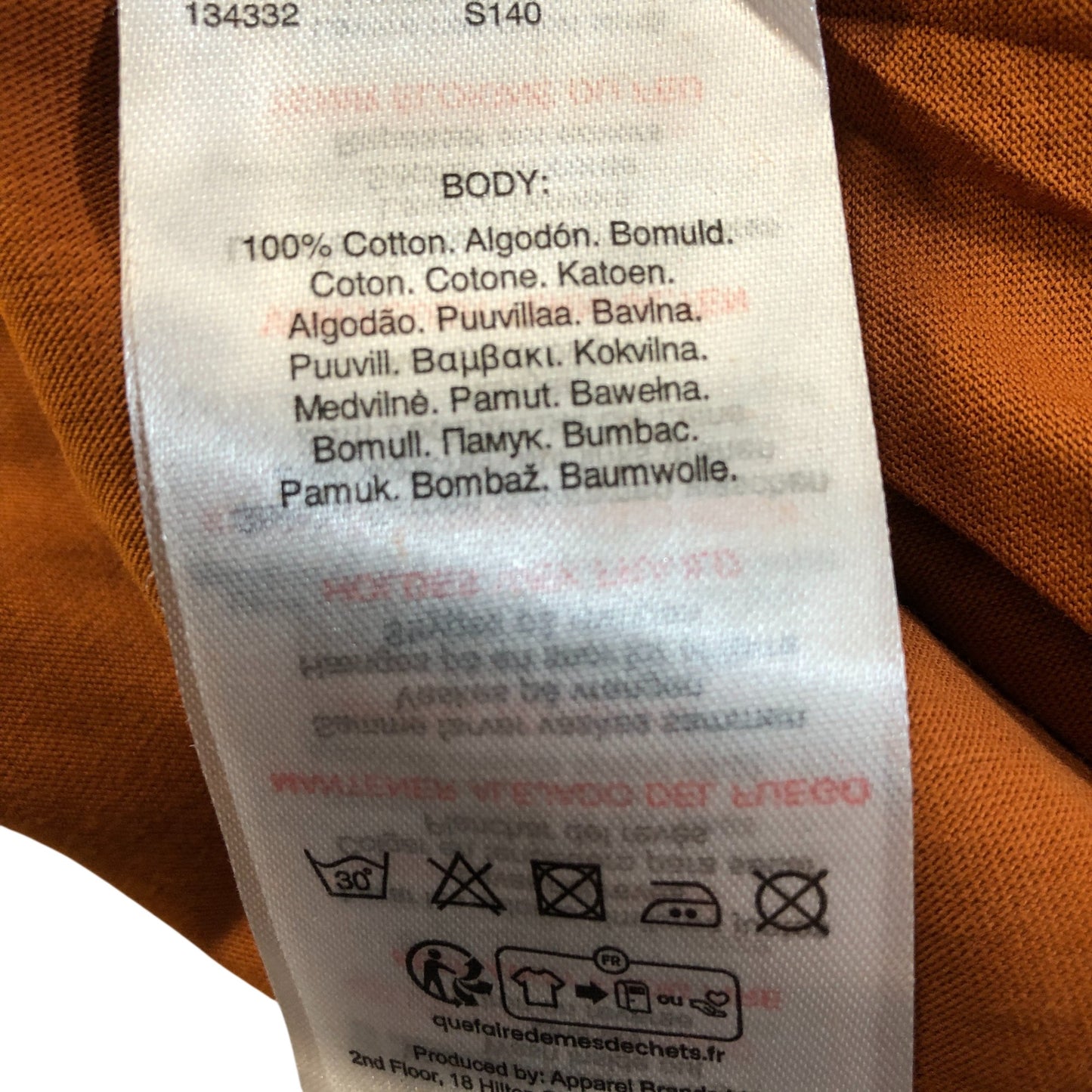 Farah T-Shirt Men's Orange Short Sleeve Cotton Crew Neck Tee Medium