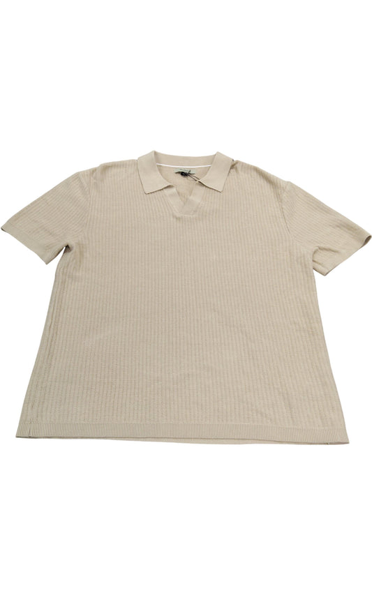 River Island Men’s XL Beige Polo Short Sleeve Collar Soft Knit Top