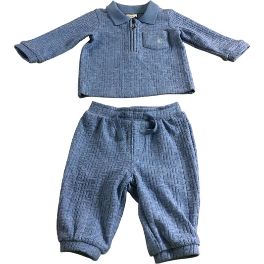 River Island Baby Boys 2 Piece Outfit Set 0-3 Months Zip Top Joggers Blue