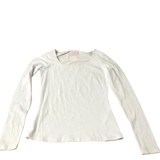 Long Sleeve Top Women's White Cotton Blend Round Neck UK10