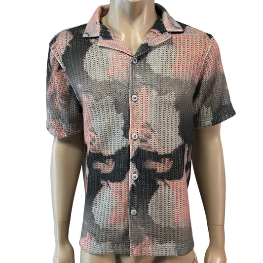 RIVER ISLAND Men's Short Sleeve Shirt Size S Pink Lightweight Casual Top