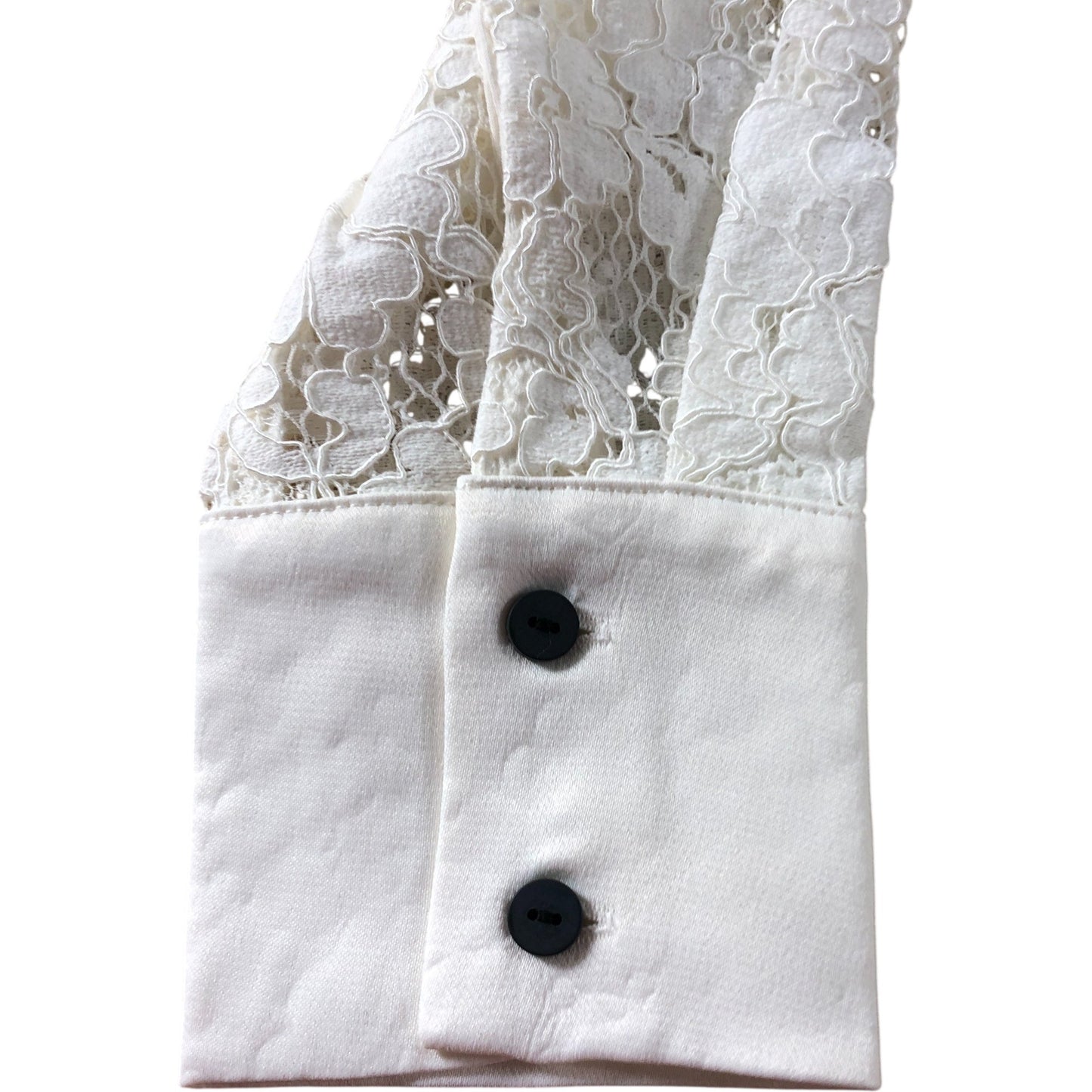 Branded White Tie Neck Lace Ruffle Shirt - Size 8