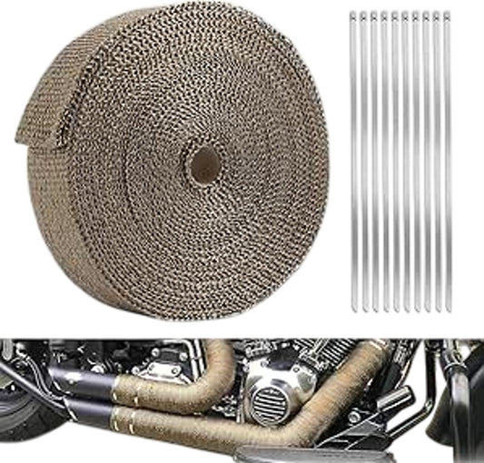 GearLadder Exhaust Heat Wrap 20M Titanium Roll Performance Accessory 10 Strap