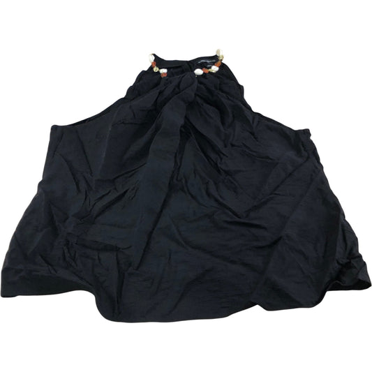 River Island Women's Black Halter Neck Top Faux Shell Neck Trim - Size 16