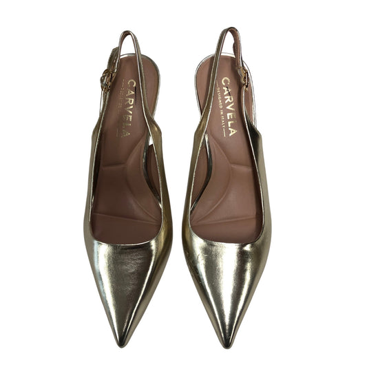Carvela Slingback Heels UK7 Women's Gold Metallic Pointed Toe Stylish Shoes
