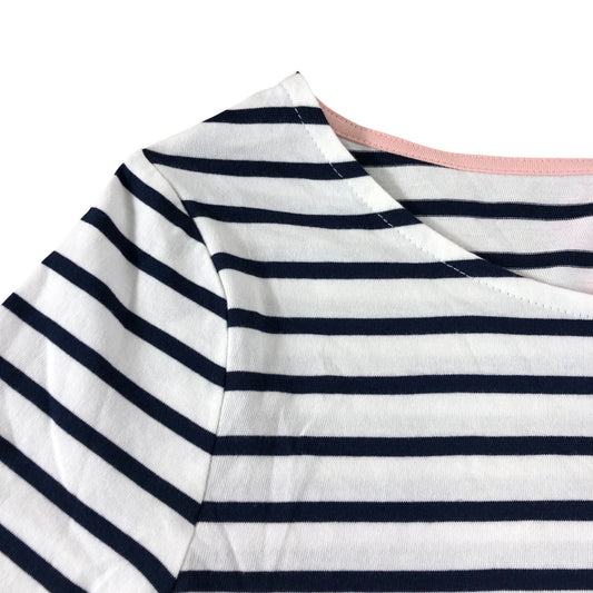 Boden White/Navy Striped Multi Colour Stripe Arm Top - Size 10