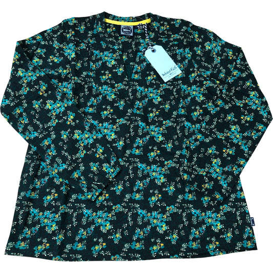 Weird Fish Brooke Organic Cotton Printed V Neck Jersey Top Size 12