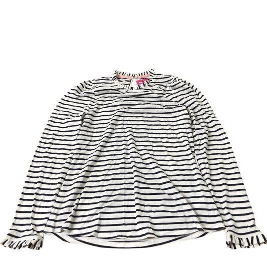 Long Sleeve Striped Top Women's Soft Cotton Blend Tencel White Navy UK12