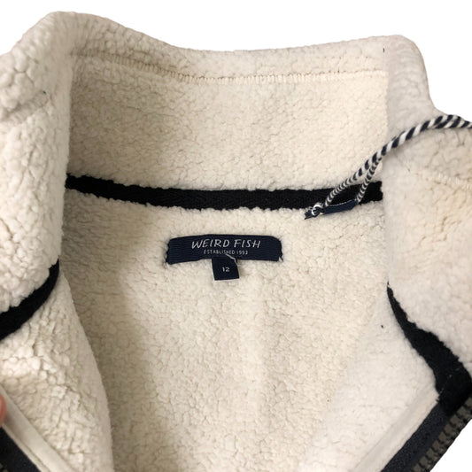 Weird Fish Campbell Faux Shearling Banded Full Zip Fleece Size 12