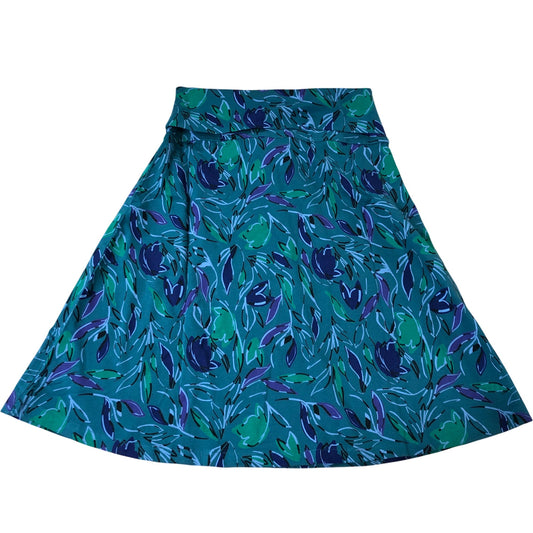 Weird Fish Malmo Printed Skirt Size 10 Women's Leaf Green Floral Jersey