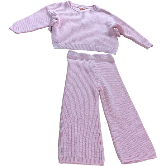 River Island Baby Girls Pink Ribbed Knit Outfit Set 18-24 Months