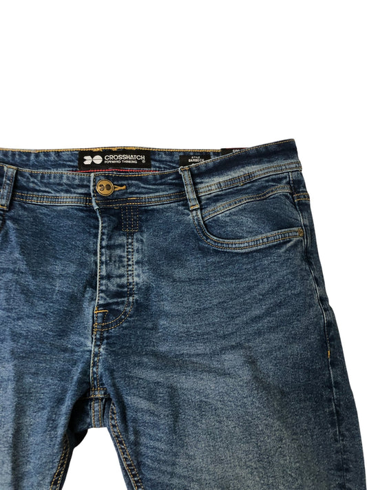 Crosshatch Barbeck 36S Men's Slim Fit Jeans Dark Wash Denim Cotton