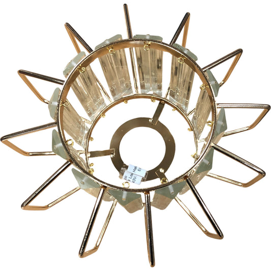 Elegant Decorative Glass Lamp Shade Max 42W Golden Metal Trim Design 4.5" x 4"