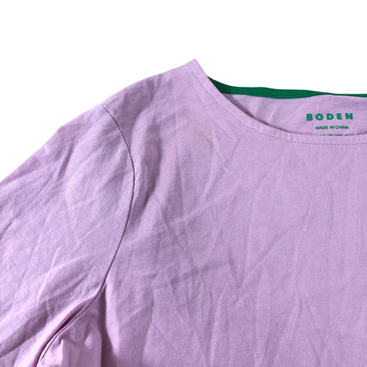 Boden Pink Long Sleeve Stripe Contrasting Cuff Top - Size 10