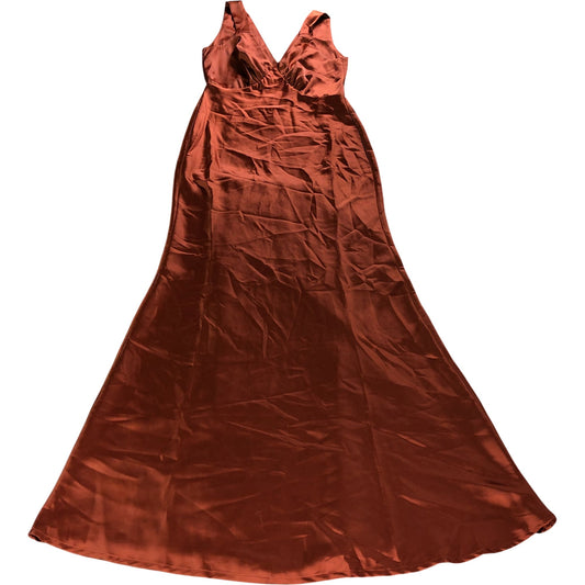 Rewritten Amelia Dress Size 10 Women's Burnt Orange Satin Elegant Evening
