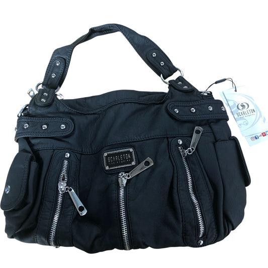 Scarleton Black Handbag Women's Soft Faux Leather Multiple Zipper Pockets
