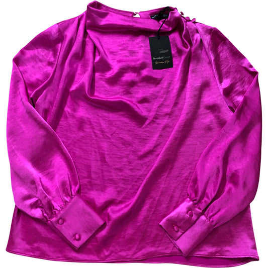 River Island Cowl Neck Women's Satin Pink Long Sleeve Blouse Size 10