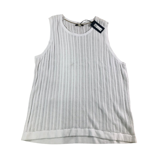 River Island Men's White Knit Sleeveless T-Shirt Size Extra Large Summer Top