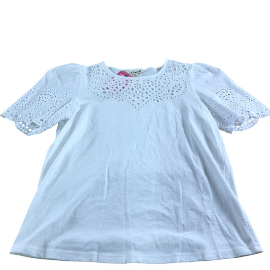 Boden Women's White Embroidered Top Stylish Short Sleeve Blouse UK10