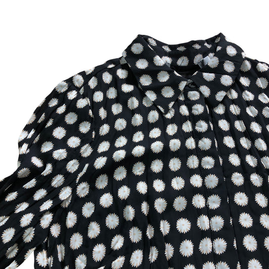 Floral Dress UK6 Women's Long Sleeve Button Down Trendy Black
