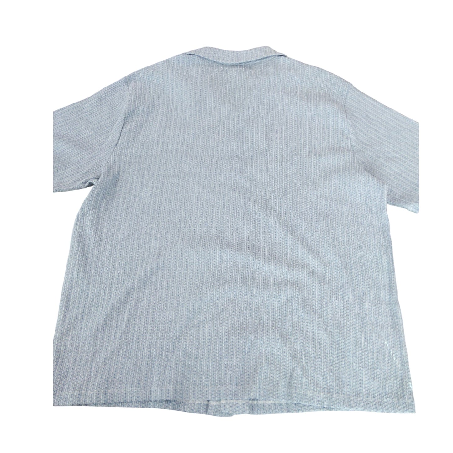 River Island Casual Shirt XL Men's Short Sleeve Waffle Texture Light Blue