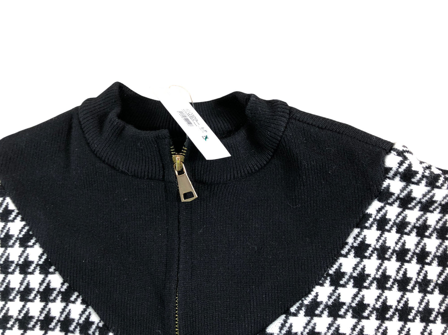 River Island Girls Black And White Houndstooth Print Zip Neck Poncho Age 5-8