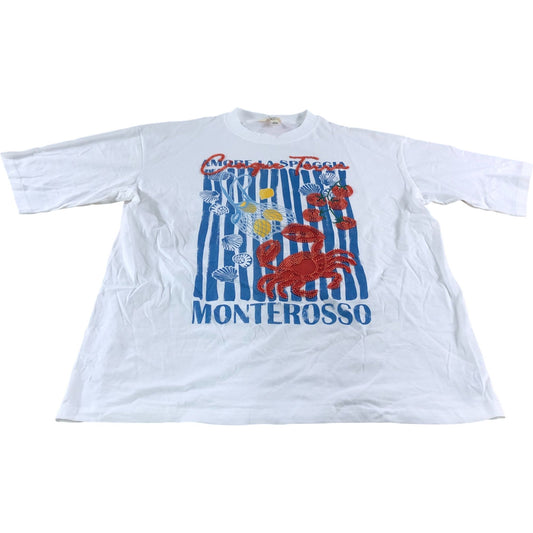 Graphic T-Shirt UK M Women's Short Sleeve Lobster Design White