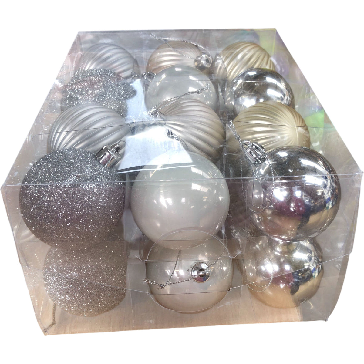 Shatterproof Baubles Silver Gold Decoration Christmas Tree Ornaments 24 Pieces