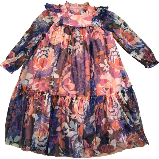 Angel & Rocket Girls Floral Dress Age 6-7 Frock Long Sleeve