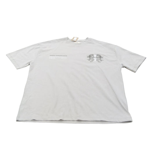 River Island Artistic Sophistication T-Shirt UK Large Men's Light Grey Graphic