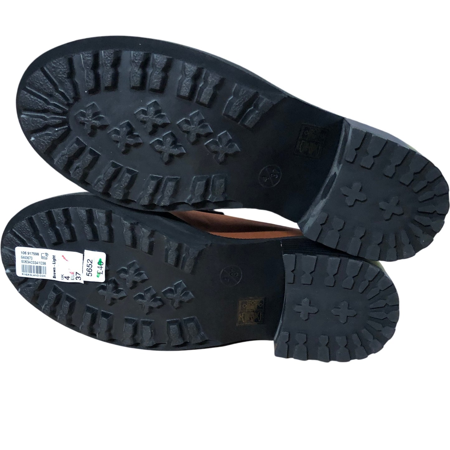 River Island Women’s Brown Leather Loafers Size UK4 Casual Shoes