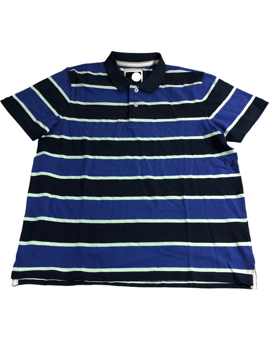 Branded Polo Shirt XXL Mens Blue Navy Striped Casual Cotton Top
