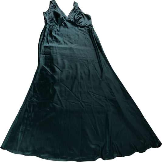 Rewritten Maxi Dress UK14 Women's Forest Green Satin Elegant Evening Wear