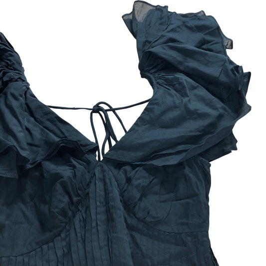 River Island Black Flutter Midi Dress - Size 10