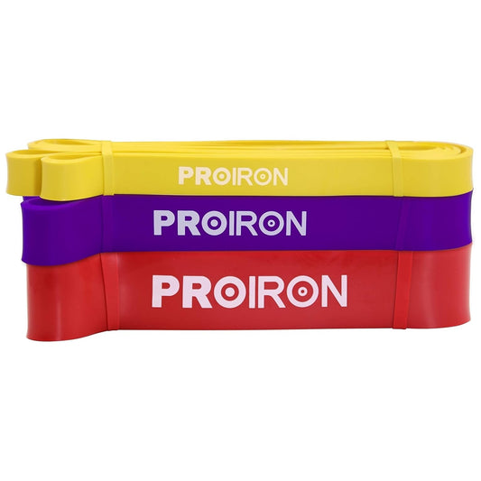 Proiron Resistance Band Set Yellow Purple Red Strength Training Exercise 18-54KG