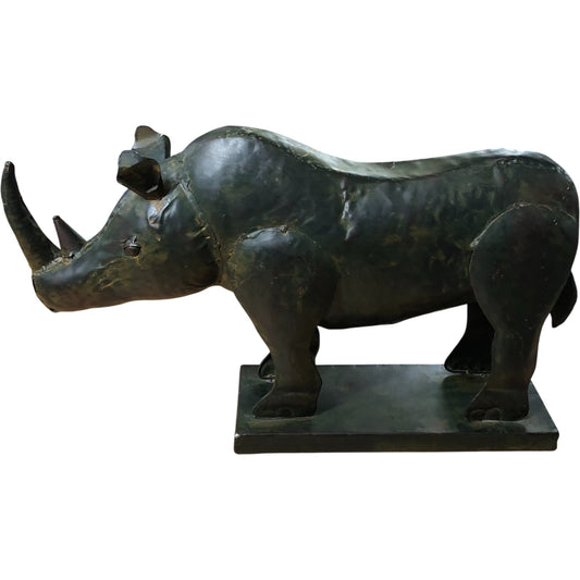 Large Bronzed Rhinoceros Sculptural Figurine Home Décor Collectible Art 23"x14"